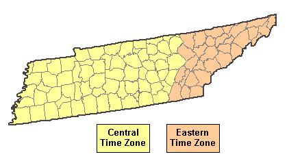 eastern standard time zone map in tennessee